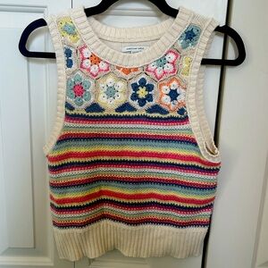 American Eagle Floral Striped Sweater Vest